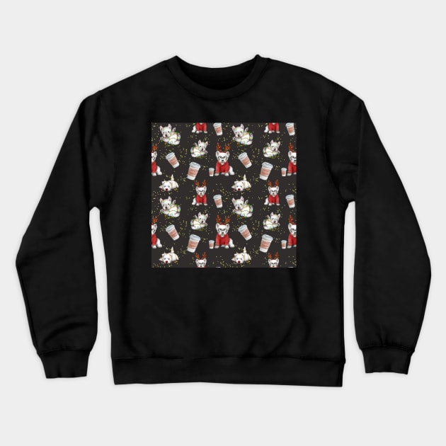 Christmas Westies black pattern Crewneck Sweatshirt by ArtInPi